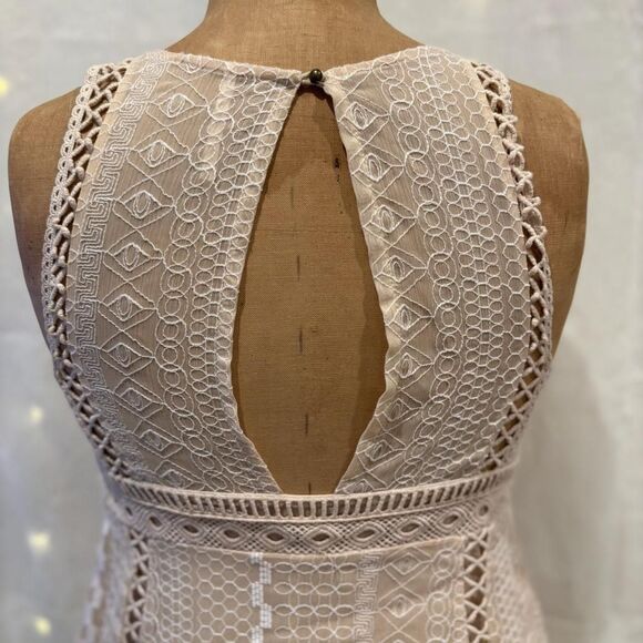 Free People Cream Lace Cut Out Dress Boho Size 2 - Picture 4 of 6